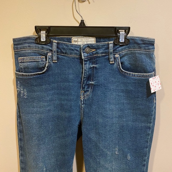 NWT Free People Colorblock Crop Flare Jeans - Picture 5 of 10